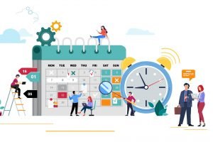 Illustration of a team scheduling and planning events